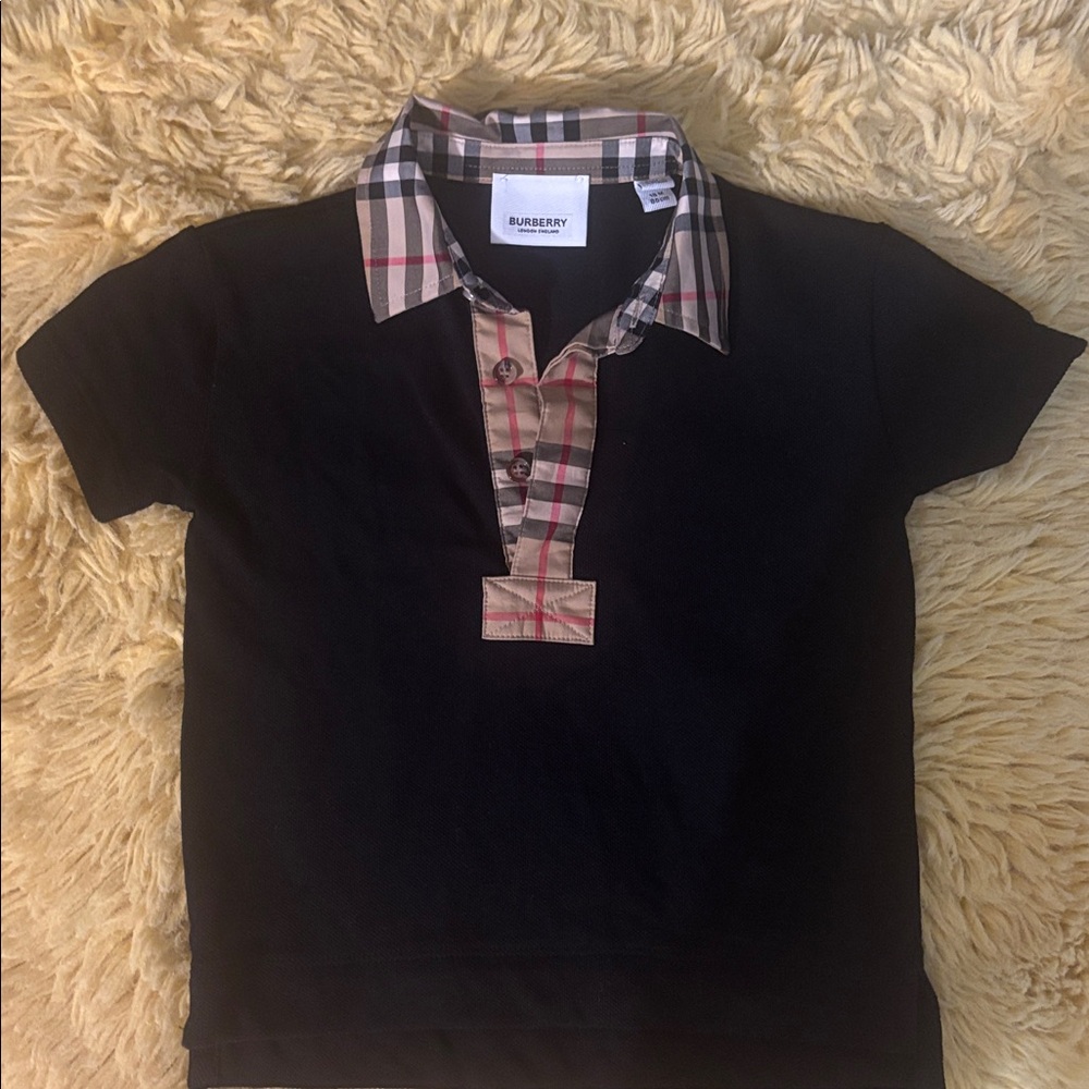 Burberry Black Top with Signature Plaid Accents